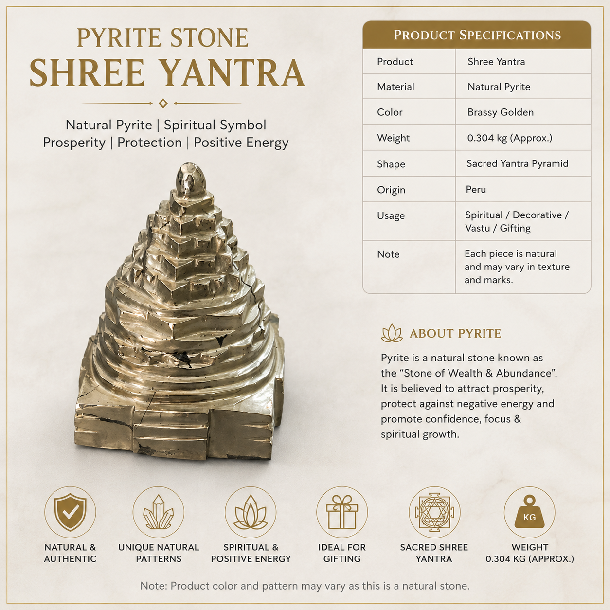 Natural Pyrite Stone Shree Yantra